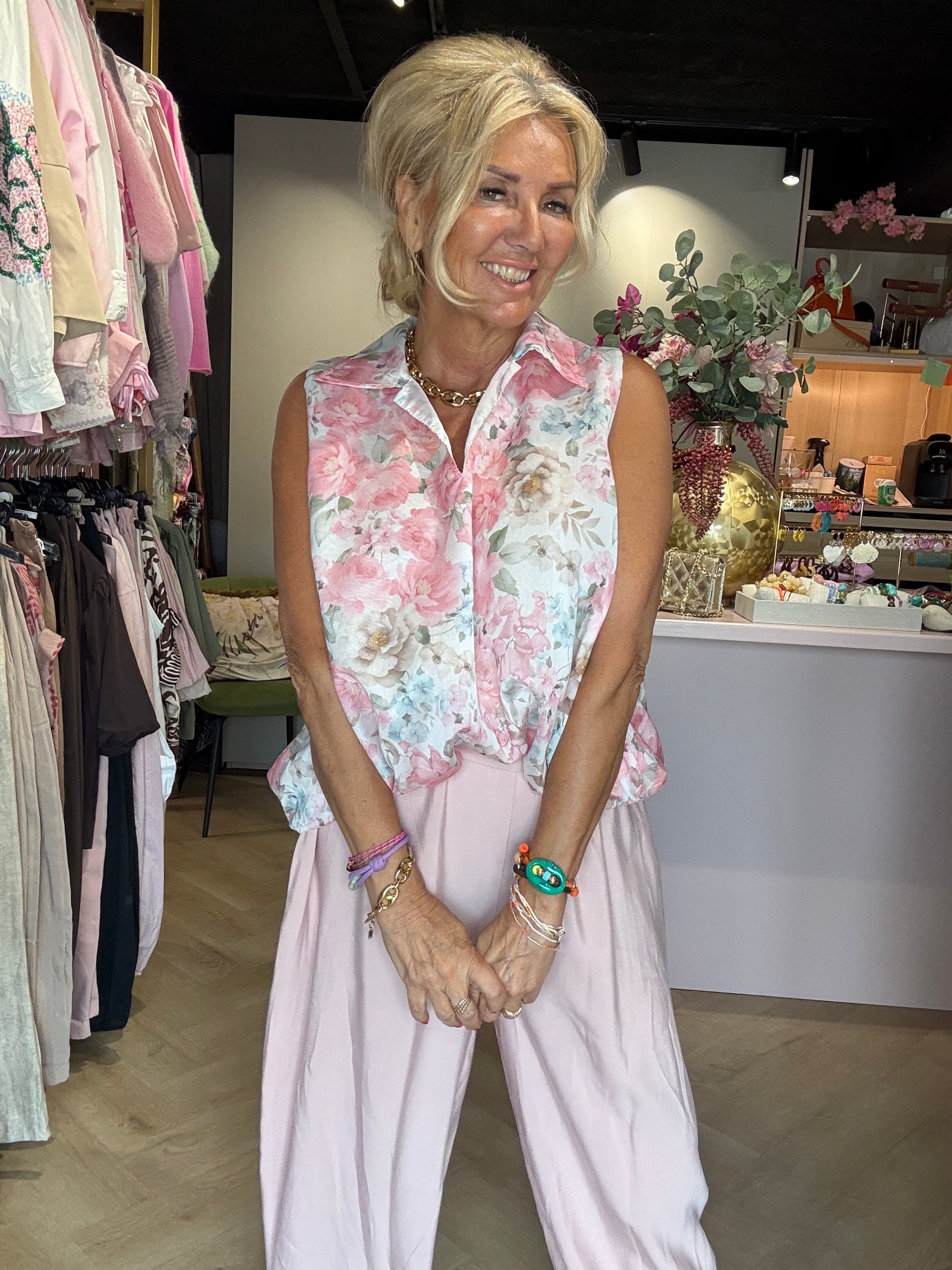 Bluse Romance Ballon Rose